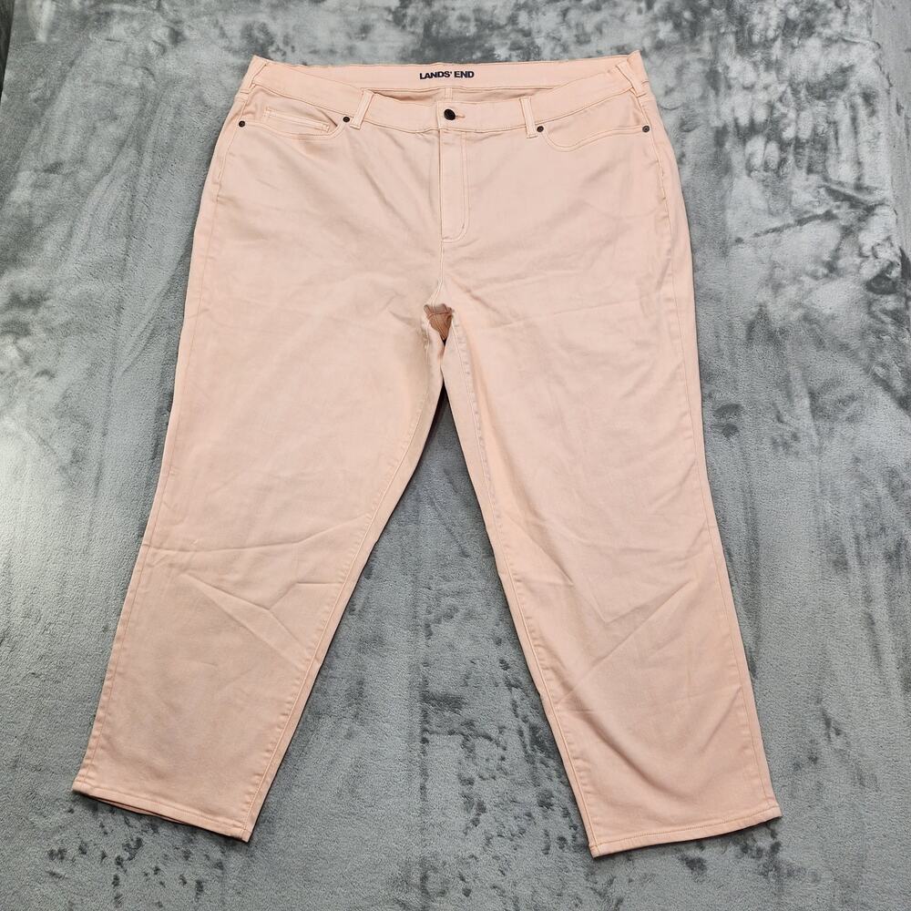 Lands End Jeans Womens 24W Orange High Rise Slim Ankle Stretch Denim Casual